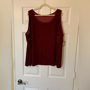 NWT John Mark Velvet Sleeveless‎ Top Plus Size 3X Rich Burgundy Red Elegant